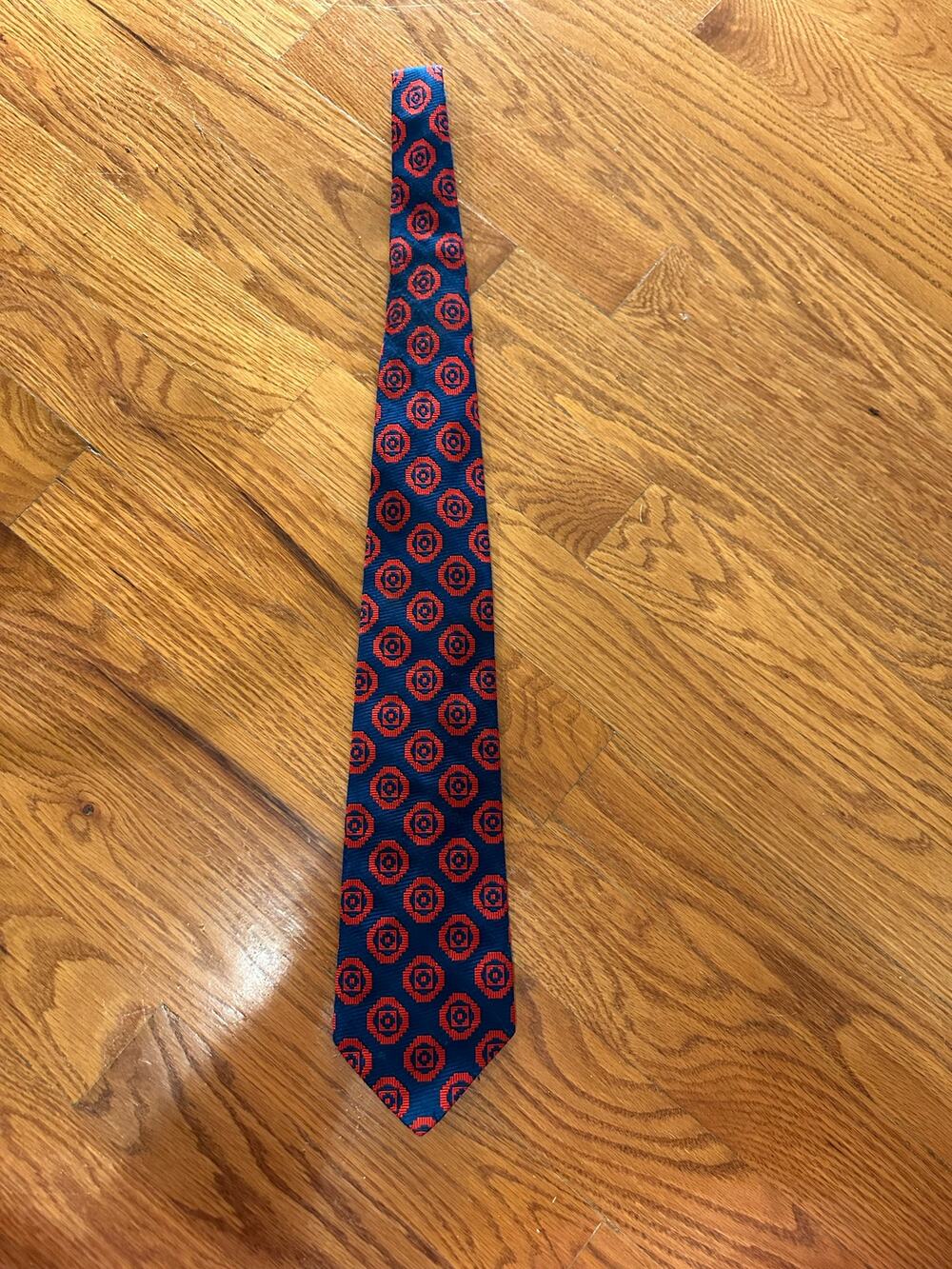 Vintage Polyester Red and Blue Tie Wright's Carolina's Leading Clothiers